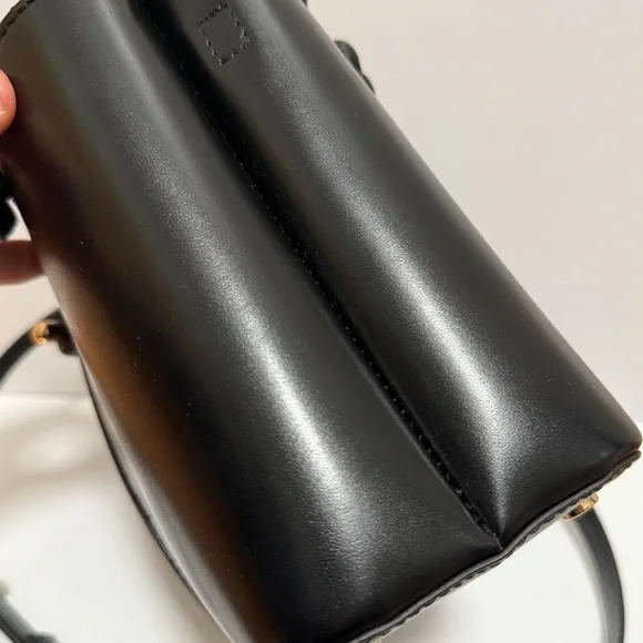 Zara black mini city tote structured chic bucket bag vegan leather purse minimal - Picture 8 of 11